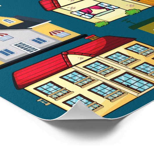 Lieve peutermuurkunst l School l Navyblauw Poster (Hoek)