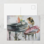 Lieve pianiste kleine meisje speelt piano briefkaart (Voorkant / Achterkant)