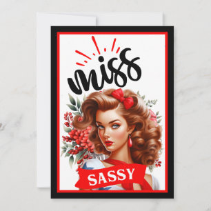 Lieve Pin-up Meisje Sassy Kaart