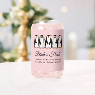 Lieve Pinguïn Bachelorette Party in Waterverf Blikvorm Glas