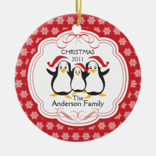 Lieve Pinguïn Familie van 3 Kerst Ornament