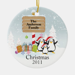 Lieve Pinguïn Familie van 3 Kerst Ornament