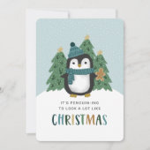 Lieve Pinguïn Grappige Pinguïn Kerstmis Feestdagenkaart (Voorkant)
