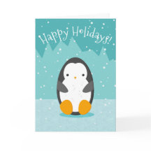 Lieve pinguïn op ijs Blauwe Winter Kerstmis