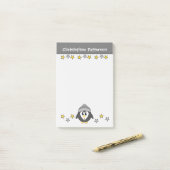 Lieve pinguïn ster naam kinderen grijs geel post-it® notes (Op bureau)