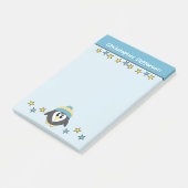Lieve pinguïn sterren naam kinderen blauw geel post-it® notes (Schuin)