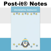 Lieve pinguïn sterren naam kinderen blauw geel post-it® notes