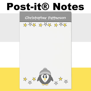 Lieve pinguïn sterren naam kinderen grijs geel post-it® notes