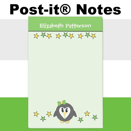 Lieve pinguïn sterren naam kinderen groen geel post-it® notes