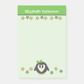 Lieve pinguïn sterren naam kinderen groen geel post-it® notes (Voorkant)