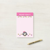 Lieve pinguïn sterren naam kinderen roze geel post-it® notes (Op bureau)