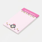 Lieve pinguïn sterren naam kinderen roze geel post-it® notes (Schuin)