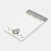 Lieve pinguïn sterretjes naam kinderen grijs geel post-it® notes (Schuin)