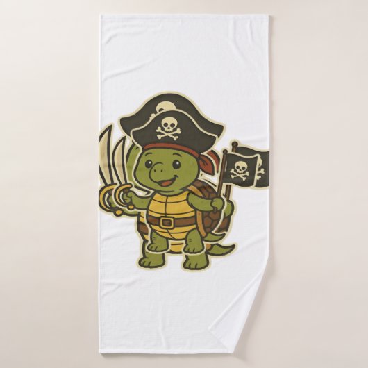 Lieve Piraat Schildpad Klassiek T-shirt Badhanddoek (Badhanddoek)