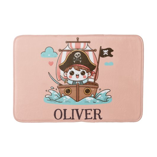 Lieve Piraat Zeiler Kind en Piratenschip Badmat (Voorkant)