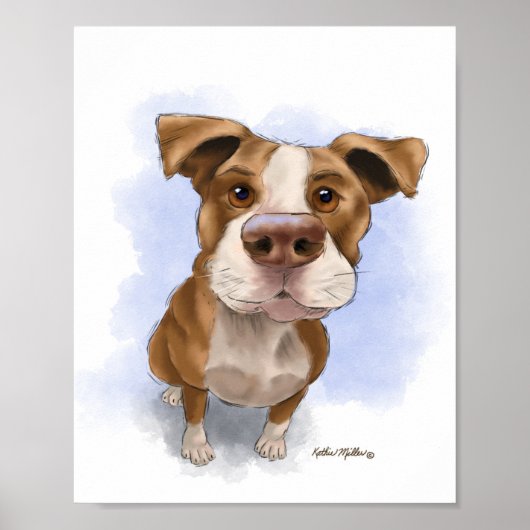 Lieve Pitbull Cartoon Poster (Voorkant)