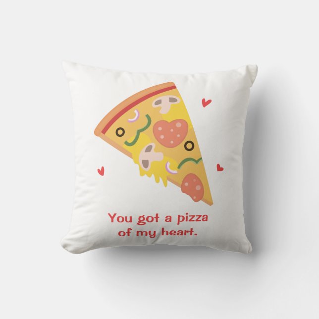 Lieve Pizza van mijn Hart Grappige Pun Kussen (Voorkant)