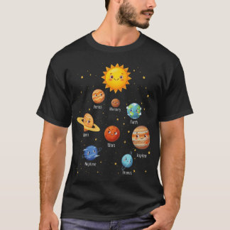 Lieve planeten rond de zon ruimte sterrenstelsel t-shirt