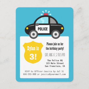 Lieve Politieauto Kinderverjaardagsfeestje Kaart