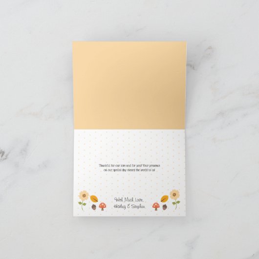 Lieve Pompoen Bruid en Bruidegom Trouw Dankjewel Bedankkaart (Binnen)