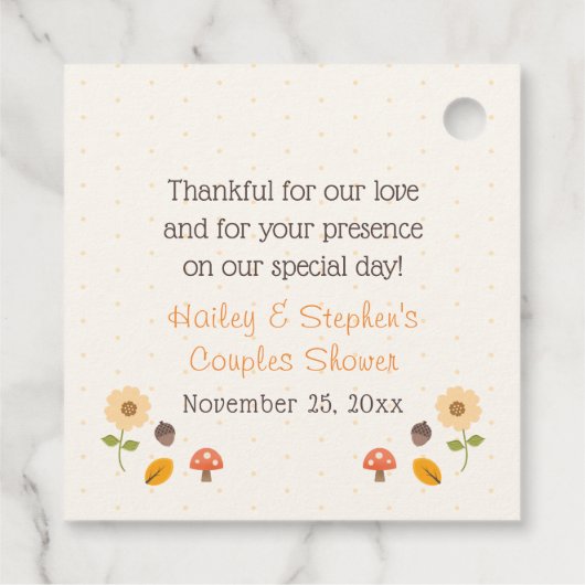 Lieve Pompoen Couples Bruids- en Trouwfeest Bedankjes Labels (Achterkant)