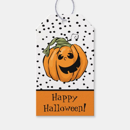 Lieve Pompoen Gelukkig Halloween Cadeaulabel (Voorkant)