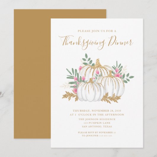 Lieve Pompoen Thanksgiving Diner Uitnodiging (Voorkant / Achterkant)