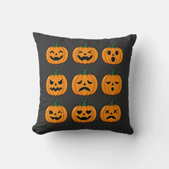 Lieve Pompoenengezichten Halloween-ontwerp Kussen (Voorkant)