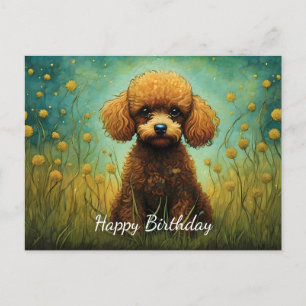 Lieve Poodle Bloem Wei Verjaardag Briefkaart