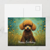 Lieve Poodle Bloem Wei Verjaardag Briefkaart (Voorkant / Achterkant)