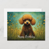 Lieve Poodle Bloemenwei Verjaardag Briefkaart (Voorkant / Achterkant)