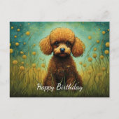 Lieve Poodle Bloemenwei Verjaardag Briefkaart (Voorkant)