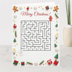 Lieve Poodle Hond Kerstmis Doolhof Puzzel Vakantie Kaart