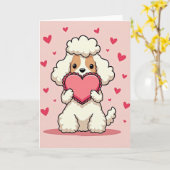 Lieve Poodle Hond Liefde Kaart (Gele Bloem)