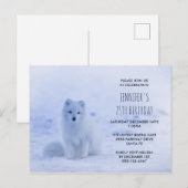 Lieve poolvos op sneeuw verjaardagsfeestje briefkaart (Voorkant / Achterkant)