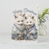 Lieve Poolvossen Kerstkaart (Staand voorkant)