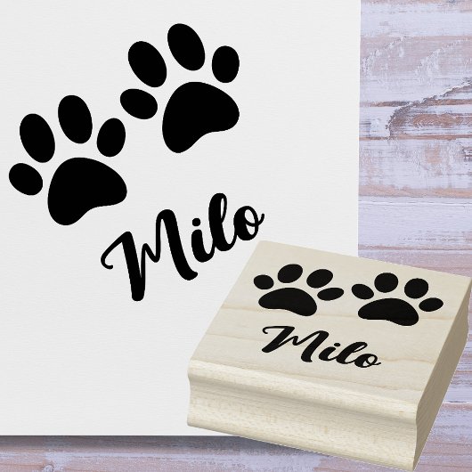Lieve Pootafdrukken met eigen naam Milo Rubberstempel
