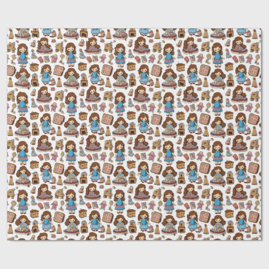 Lieve poppetjes cadeaupapier (Vlak)