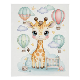 Lieve Poster voor Giraffe Babykamer.
