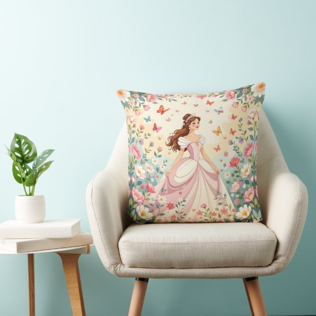 Lieve prinses met vlinders kussen (Stoel)