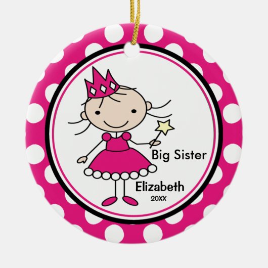 Lieve Prinses Oudere Zus Kerst Ornament (Voorkant)
