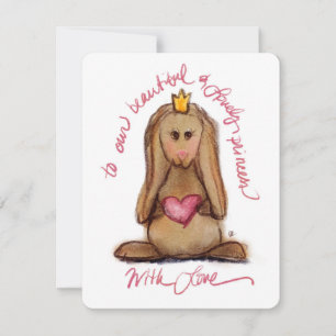 Lieve Prinses Schattig Konijn Plat Notitiekaart Notitiekaartje