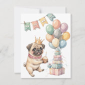 Lieve Pug Digitale Download Feest Uitnodiging (Voorkant)