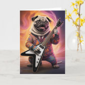 Lieve Pugs Rockster Kaart (Gele Bloem)