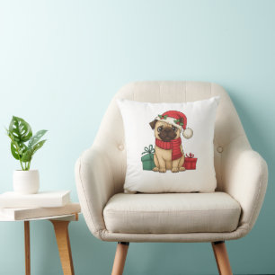 Lieve Pugsinterklaas Kerstcadeau Illustratie Kussen