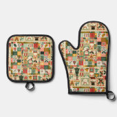 Lieve Quilt Patchwork Kerstmis Ovenwant & Pannenlap Set (Voorkant)