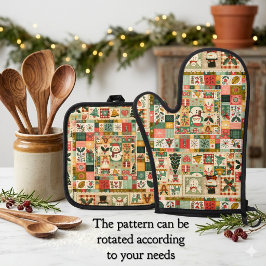 Lieve Quilt Patchwork Kerstmis Ovenwant & Pannenlap Set