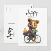 Lieve quokka op een fiets, Gefeliciteerd met je ve Briefkaart (Voorkant / Achterkant)