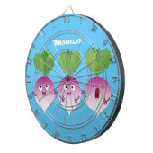 Lieve rapen groentetrio zingende cartoon dartbord (Voorkant Rechts)