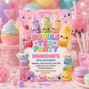 Lieve Regenboog Bubble Tea Squishies Verjaardagsfe Kaart
